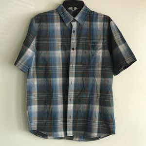 Vans Blue Brown Lined Button Down Collared Shirt